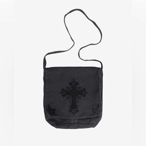 Black Cross Studded Messenger Bag